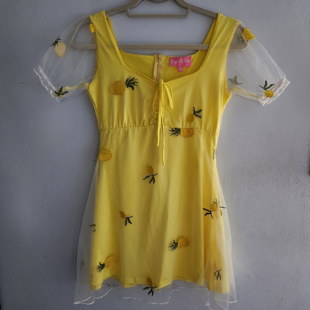 Dolls Kill Sugar Thrillz Pineapple Babydoll Dress XS